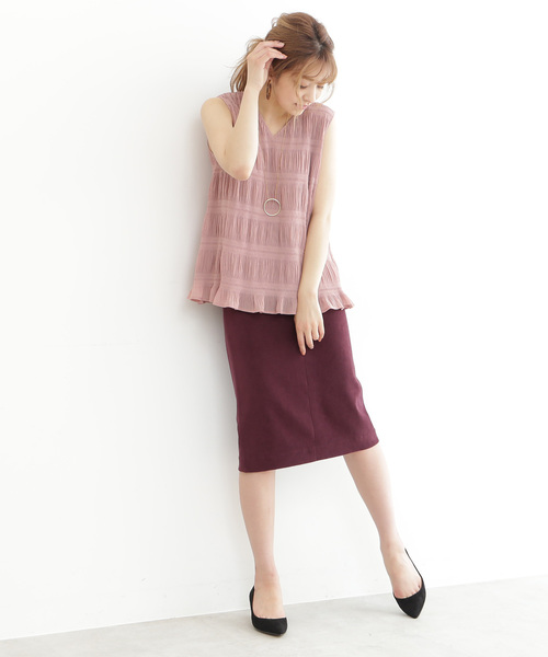 N.（N. Natural Beauty Basic）（エヌエヌナチュラルビューティーベーシック）の「◆ピーチスウェードタイトスカート（スカート・レディース・ベージュ/カーキ/イエロー/ワイン・SMALL/MEDIUM）」の15枚目の写真