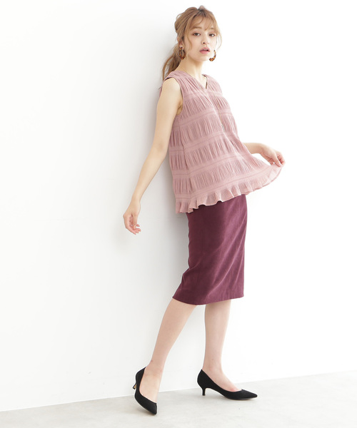 N.（N. Natural Beauty Basic）（エヌエヌナチュラルビューティーベーシック）の「◆ピーチスウェードタイトスカート（スカート・レディース・ベージュ/カーキ/イエロー/ワイン・SMALL/MEDIUM）」の16枚目の写真