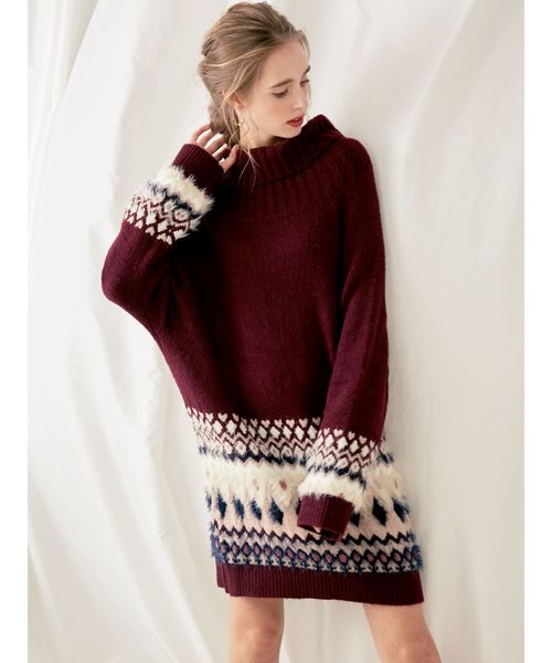 Mercuryduo マーキュリーデュオ の ノルディックオフショルニットワンピース ワンピース Wear