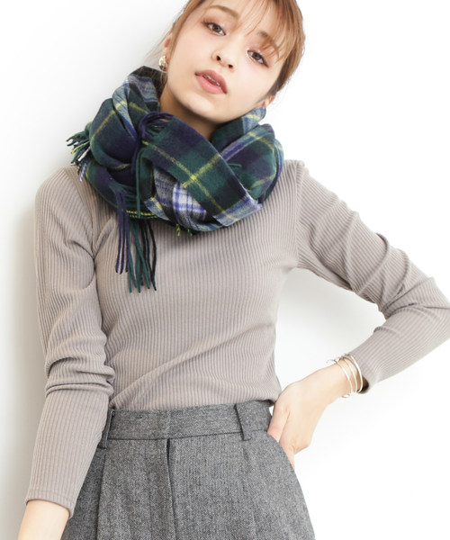 N.(N. Natural Beauty Basic)(エヌエヌナチュラルビューティーベーシック)の「ソフトウールチェックストール(ストール/ショール・レディース・グレー系その他/グリーン系その他/パープル系その他・フリ-)」の2枚目の写真