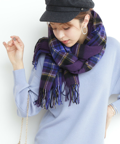 N.(N. Natural Beauty Basic)(エヌエヌナチュラルビューティーベーシック)の「ソフトウールチェックストール(ストール/ショール・レディース・グレー系その他/グリーン系その他/パープル系その他・フリ-)」の3枚目の写真