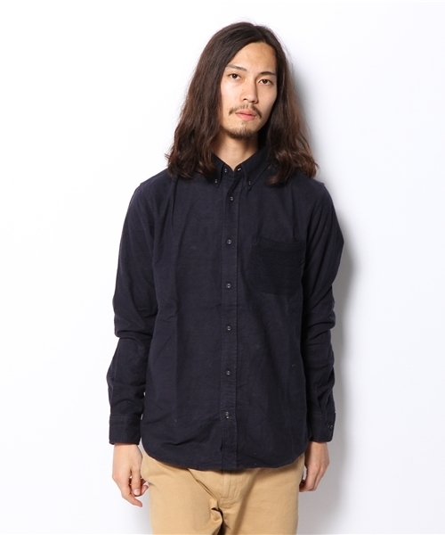 WEGO(ウィゴー)の「WEGO/ニットポケットネルシャツ(シャツ/ブラウス・メンズ・グレー/ダークグリーン/ネイビー/マスタード/ワイン・MEDIUM/LARGE)」の6枚目の写真