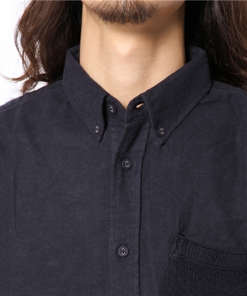 WEGO(ウィゴー)の「WEGO/ニットポケットネルシャツ(シャツ/ブラウス・メンズ・グレー/ダークグリーン/ネイビー/マスタード/ワイン・MEDIUM/LARGE)」の9枚目の写真