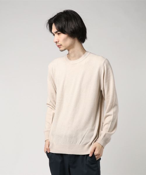 DESIGNWORKS（デザインワークス）の「カシミヤクルーネックニット（ニット/セーター・メンズ・ピンク/ブルー/ダークネイビー/アイボリー・S/M/L）」の2枚目の写真