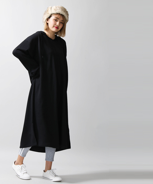 WEGO（ウィゴー）の「WEGO/Vネックパーカーワンピース（ワンピース・レディース・杢グレー/ピンク/ブラック・FREE）」の7枚目の写真