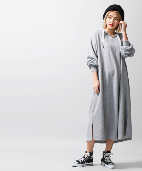 WEGO（ウィゴー）の「WEGO/Vネックパーカーワンピース（ワンピース・レディース・杢グレー/ピンク/ブラック・FREE）」の8枚目の写真