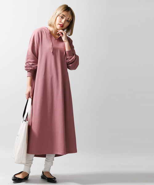 WEGO（ウィゴー）の「WEGO/Vネックパーカーワンピース（ワンピース・レディース・杢グレー/ピンク/ブラック・FREE）」の10枚目の写真