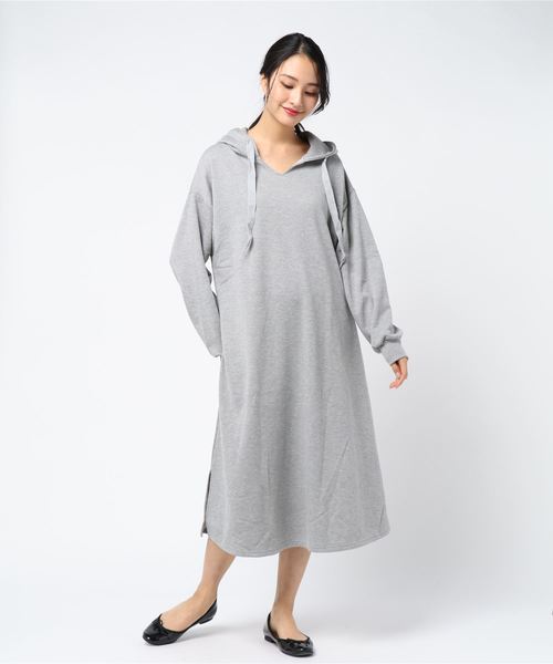 WEGO（ウィゴー）の「WEGO/Vネックパーカーワンピース（ワンピース・レディース・杢グレー/ピンク/ブラック・FREE）」の13枚目の写真
