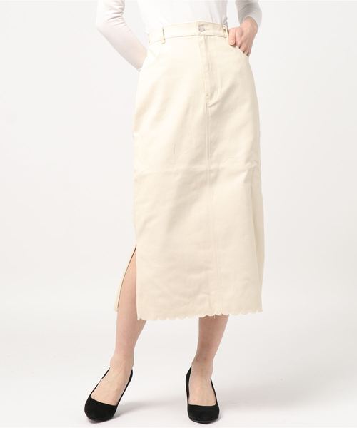 flower（フラワー）の「リトルスカラップスカート（スカート・レディース・アイボリー/ネイビー・FREE）」の2枚目の写真