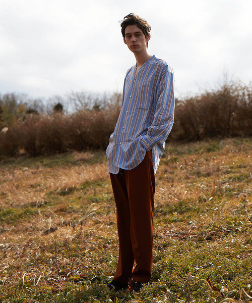 MAISON SPECIAL（メゾンスペシャル）の「ストライプスキッパーロングシャツ 【MAISON SPECIAL/メゾンスペシャル】（シャツ/ブラウス・メンズ・ブラック/ラベンダー・44/46/48）」の12枚目の写真