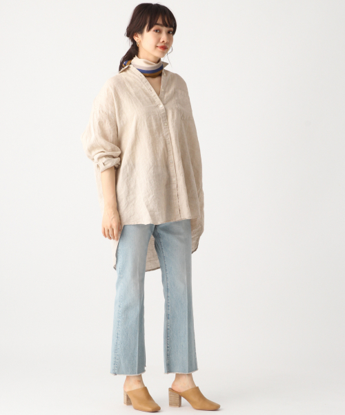 A part by（アパートバイ）の「リネンオーバーシャツＬＳ　833094（シャツ/ブラウス・レディース・カーキ/キナリ/ブラウン系その他/ブルー系その他・FREE）」の5枚目の写真