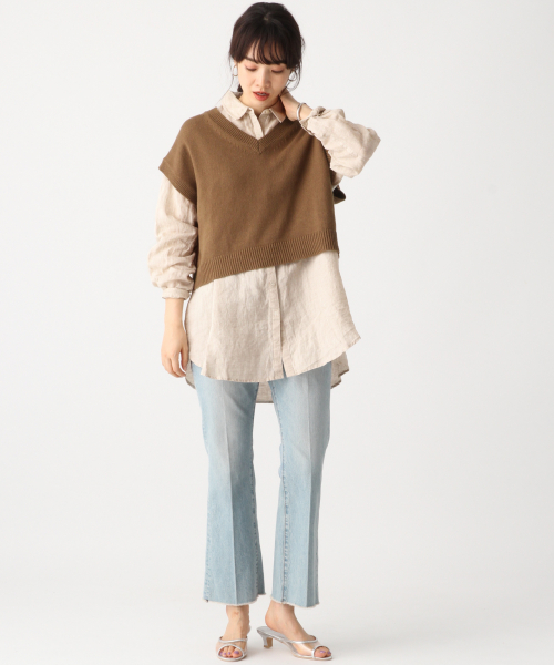 A part by（アパートバイ）の「リネンオーバーシャツＬＳ　833094（シャツ/ブラウス・レディース・カーキ/キナリ/ブラウン系その他/ブルー系その他・FREE）」の13枚目の写真