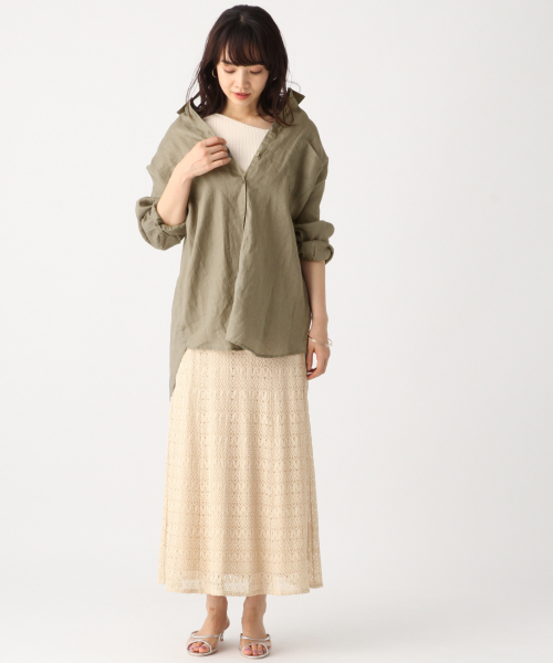 A part by（アパートバイ）の「リネンオーバーシャツＬＳ　833094（シャツ/ブラウス・レディース・カーキ/キナリ/ブラウン系その他/ブルー系その他・FREE）」の15枚目の写真