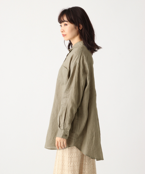 A part by（アパートバイ）の「リネンオーバーシャツＬＳ　833094（シャツ/ブラウス・レディース・カーキ/キナリ/ブラウン系その他/ブルー系その他・FREE）」の11枚目の写真