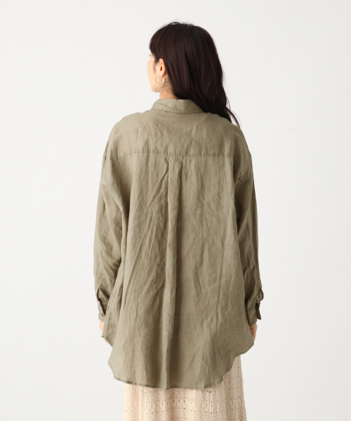 A part by（アパートバイ）の「リネンオーバーシャツＬＳ　833094（シャツ/ブラウス・レディース・カーキ/キナリ/ブラウン系その他/ブルー系その他・FREE）」の7枚目の写真