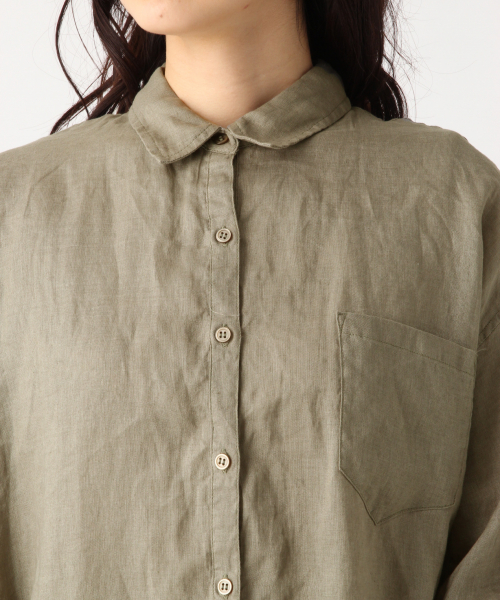 A part by（アパートバイ）の「リネンオーバーシャツＬＳ　833094（シャツ/ブラウス・レディース・カーキ/キナリ/ブラウン系その他/ブルー系その他・FREE）」の8枚目の写真