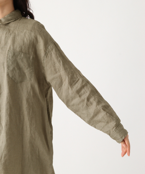 A part by（アパートバイ）の「リネンオーバーシャツＬＳ　833094（シャツ/ブラウス・レディース・カーキ/キナリ/ブラウン系その他/ブルー系その他・FREE）」の6枚目の写真