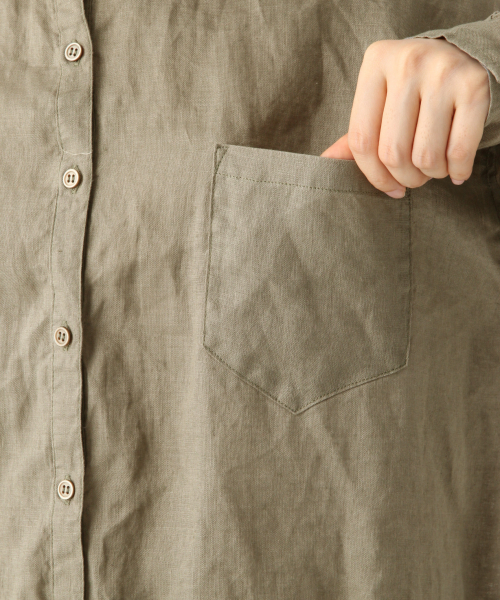 A part by（アパートバイ）の「リネンオーバーシャツＬＳ　833094（シャツ/ブラウス・レディース・カーキ/キナリ/ブラウン系その他/ブルー系その他・FREE）」の18枚目の写真