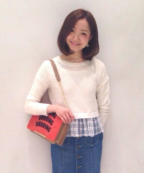 Another Edition（アナザーエディション）の「AE [A]シシュウレースペプラム PO ◆（ニット/セーター・レディース・オフホワイト/イエロー/グレー・フリー）」の2枚目の写真