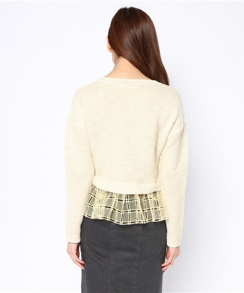 Another Edition（アナザーエディション）の「AE [A]シシュウレースペプラム PO ◆（ニット/セーター・レディース・オフホワイト/イエロー/グレー・フリー）」の7枚目の写真