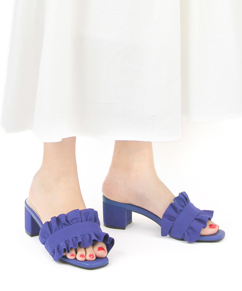 RANDA（ランダ）の「フリルミュールサンダル（サンダル・レディース・ブラック/パープル/グレー/ブルー・LL/S/M/L）」の3枚目の写真