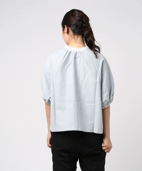 go slow caravan(ゴースローキャラバン)の「NUEVO BLANCA/ヌエヴォブランカ 両前リネンコットンブラウス(シャツ/ブラウス・レディース・ライトブルー/ブラック・FREE)」の4枚目の写真