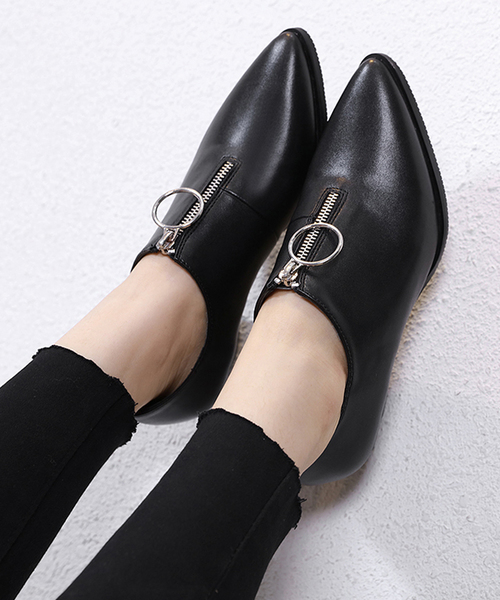 Futier land(フューティアランド)の「フロントZIPポインテッドブーティー(ブーツ・レディース・ブラック/ブラウン/アイボリー・36/37/38/39/40)」の3枚目の写真