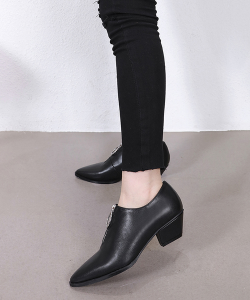 Futier land(フューティアランド)の「フロントZIPポインテッドブーティー(ブーツ・レディース・ブラック/ブラウン/アイボリー・36/37/38/39/40)」の4枚目の写真