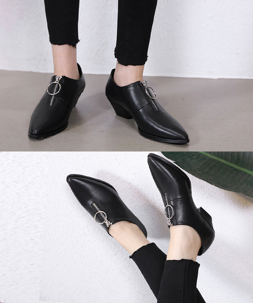 Futier land(フューティアランド)の「フロントZIPポインテッドブーティー(ブーツ・レディース・ブラック/ブラウン/アイボリー・36/37/38/39/40)」の6枚目の写真