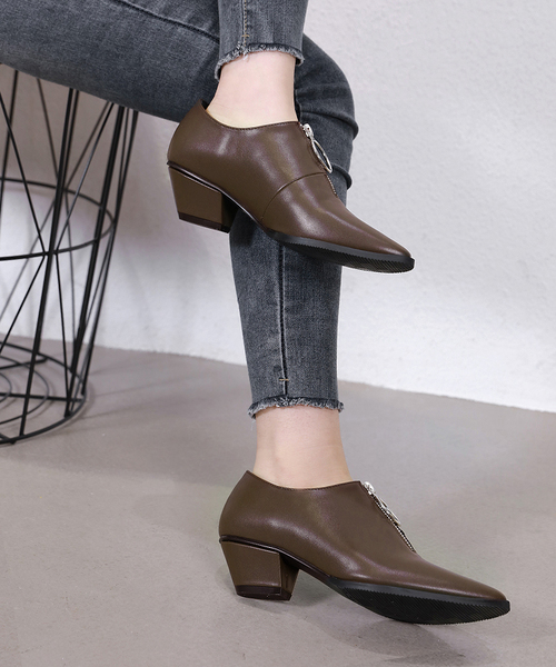 Futier land(フューティアランド)の「フロントZIPポインテッドブーティー(ブーツ・レディース・ブラック/ブラウン/アイボリー・36/37/38/39/40)」の9枚目の写真