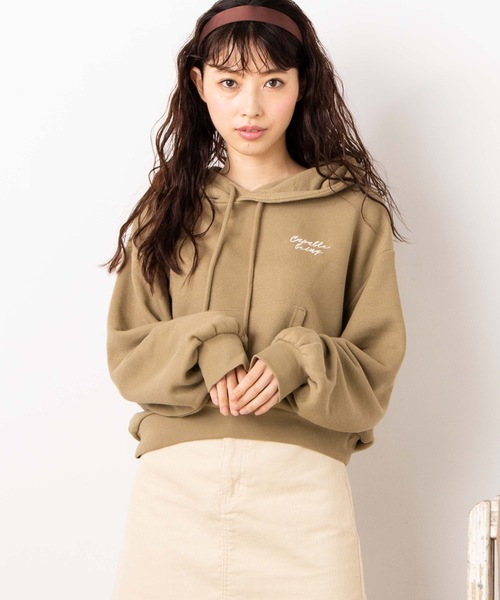 WEGO（ウィゴー）の「WEGO/ワンポイントショートスウェット（パーカー・レディース・ブラウン/オフホワイト/カーキ・FREE）」の3枚目の写真