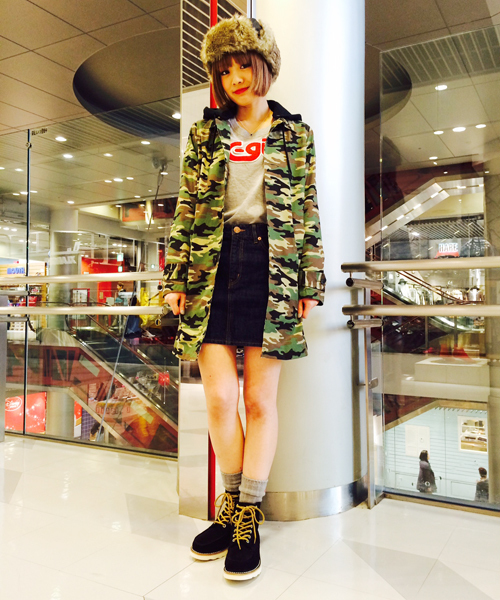 X-girl（エックスガール）の「【mini4月号掲載】X-girl x FIDELITY MARINE COAT（ミリタリージャケット・レディース・カモフラージュ/ブラック/ベージュ・MEDIUM/SMALL）」の21枚目の写真