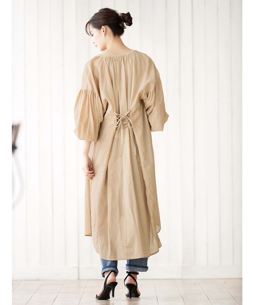 GeeRA(ジーラ)の「綿ボイルフレアーシャツワンピース(シャツワンピース・レディース・ベージュ/カーキ/ブラック・XX-LARGE/LARGE/SMALL/MEDIUM/X-LARGE)」の11枚目の写真