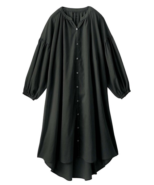 GeeRA(ジーラ)の「綿ボイルフレアーシャツワンピース(シャツワンピース・レディース・ベージュ/カーキ/ブラック・XX-LARGE/LARGE/SMALL/MEDIUM/X-LARGE)」の4枚目の写真