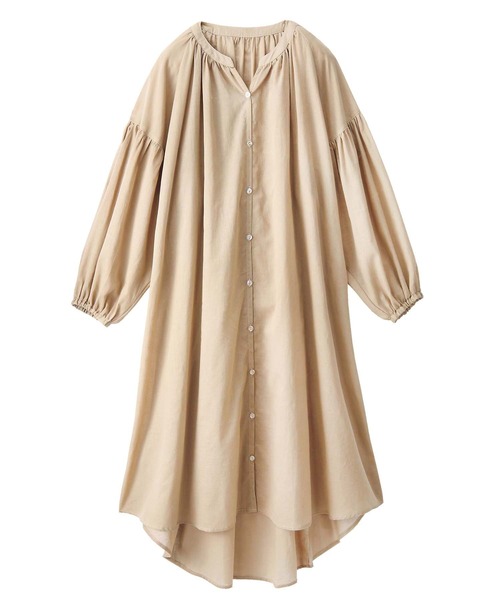 GeeRA(ジーラ)の「綿ボイルフレアーシャツワンピース(シャツワンピース・レディース・ベージュ/カーキ/ブラック・XX-LARGE/LARGE/SMALL/MEDIUM/X-LARGE)」の5枚目の写真