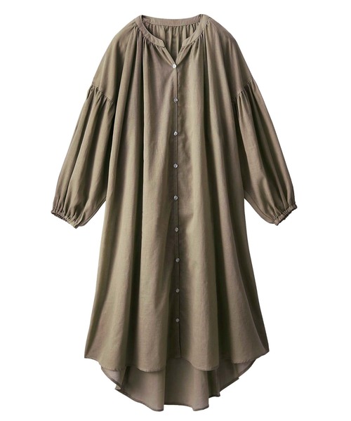 GeeRA(ジーラ)の「綿ボイルフレアーシャツワンピース(シャツワンピース・レディース・ベージュ/カーキ/ブラック・XX-LARGE/LARGE/SMALL/MEDIUM/X-LARGE)」の7枚目の写真