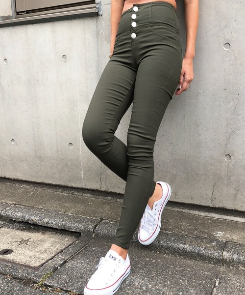 meJane(ミージェーン)の「ハイウエスト/スキニーパンツ(その他パンツ・レディース・ブラック/カーキ・S/M/L)」の14枚目の写真
