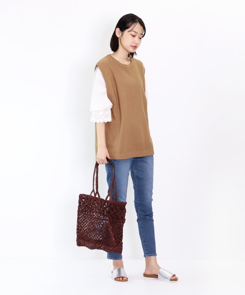 salle de bal(サルデバル)の「∴ 【 FULL FASHION / フルファッション 】メッシュトートバッグ IPJ(トートバッグ・レディース・ナチュラル/ブラウン・FREE)」の6枚目の写真