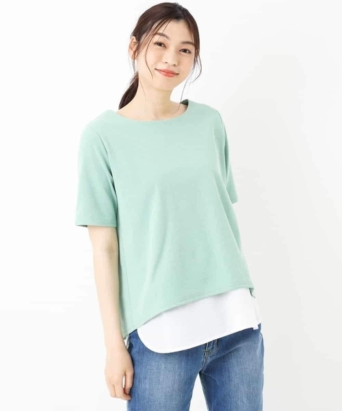 a.v.v(アーヴェヴェ)の「シャツドッキングカットソー(Tシャツ/カットソー・レディース・ライトグレー/ネイビー/ミント・38/40/34/36/42)」の3枚目の写真