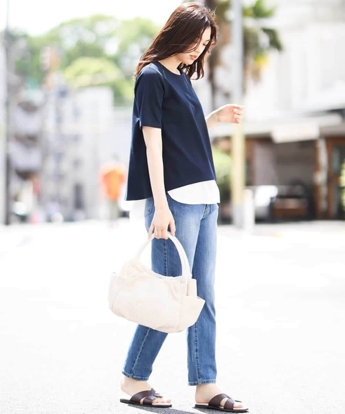 a.v.v(アーヴェヴェ)の「シャツドッキングカットソー(Tシャツ/カットソー・レディース・ライトグレー/ネイビー/ミント・38/40/34/36/42)」の5枚目の写真
