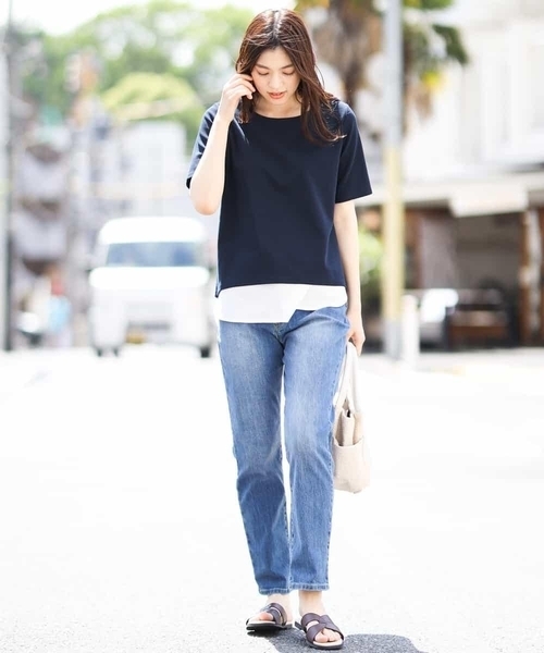a.v.v(アーヴェヴェ)の「シャツドッキングカットソー(Tシャツ/カットソー・レディース・ライトグレー/ネイビー/ミント・38/40/34/36/42)」の7枚目の写真