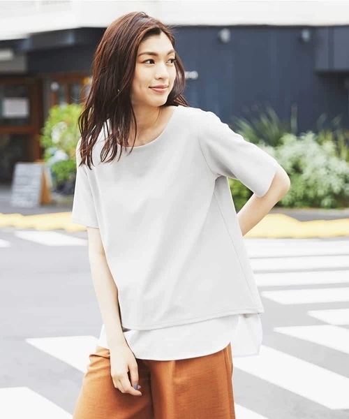 a.v.v(アーヴェヴェ)の「シャツドッキングカットソー(Tシャツ/カットソー・レディース・ライトグレー/ネイビー/ミント・38/40/34/36/42)」の8枚目の写真