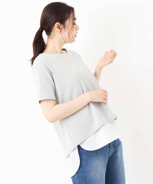 a.v.v(アーヴェヴェ)の「シャツドッキングカットソー(Tシャツ/カットソー・レディース・ライトグレー/ネイビー/ミント・38/40/34/36/42)」の12枚目の写真