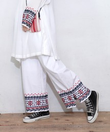 R3706 アフリカン刺繍イージーパンツ