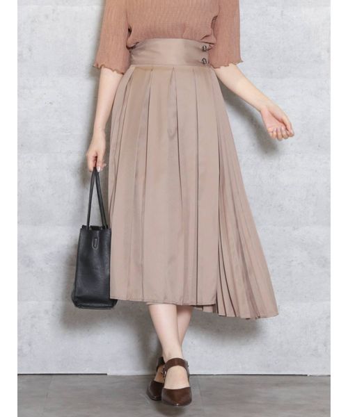 dazzlin（ダズリン）の「ダブルボタンイレリブプリーツスカート（スカート・レディース・ブラウン/ベージュ/モカ・SMALL/MEDIUM）」の3枚目の写真