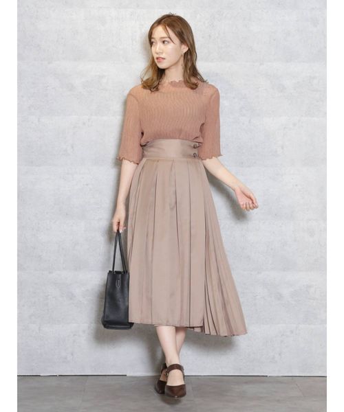 dazzlin（ダズリン）の「ダブルボタンイレリブプリーツスカート（スカート・レディース・ブラウン/ベージュ/モカ・SMALL/MEDIUM）」の4枚目の写真