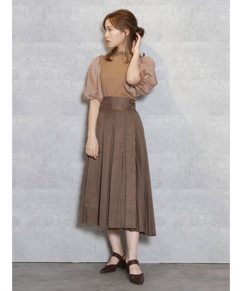 dazzlin（ダズリン）の「ダブルボタンイレリブプリーツスカート（スカート・レディース・ブラウン/ベージュ/モカ・SMALL/MEDIUM）」の7枚目の写真