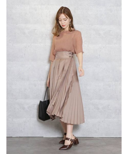 dazzlin（ダズリン）の「ダブルボタンイレリブプリーツスカート（スカート・レディース・ブラウン/ベージュ/モカ・SMALL/MEDIUM）」の13枚目の写真