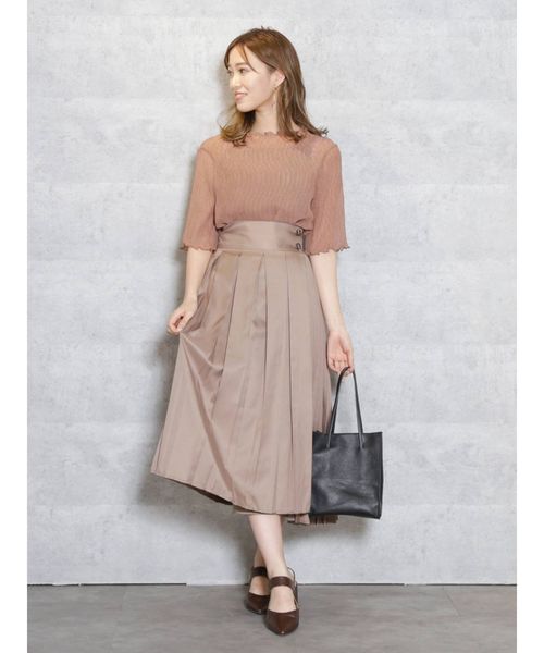 dazzlin（ダズリン）の「ダブルボタンイレリブプリーツスカート（スカート・レディース・ブラウン/ベージュ/モカ・SMALL/MEDIUM）」の14枚目の写真