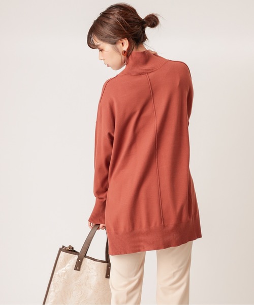 natural couture(ナチュラルクチュール)の「もちもちゆるっとハイネックニット(ニット/セーター・レディース・ブラック/ブルー/グリーン/アイボリー/モカ/ライトベージュ/レンガ・FREE)」の7枚目の写真